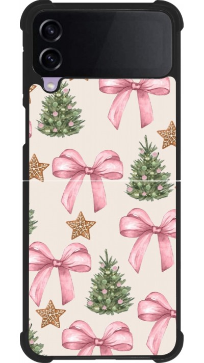 Coque Samsung Galaxy Z Flip4 - Silicone rigide noir Christmas 25 Vintage Ribbons