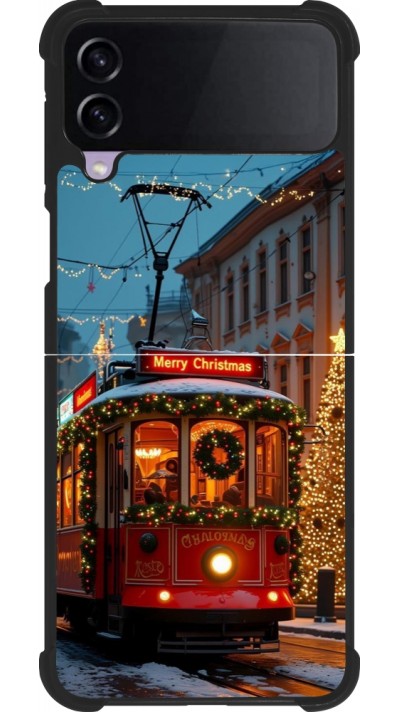 Coque Samsung Galaxy Z Flip4 - Silicone rigide noir Christmas 25 Xmas Train