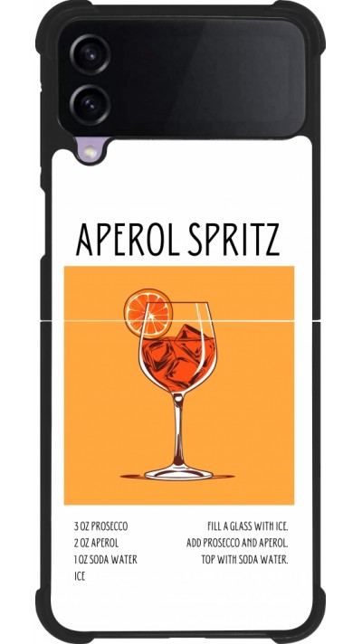 Coque Samsung Galaxy Z Flip4 - Silicone rigide noir Cocktail recette Aperol Spritz