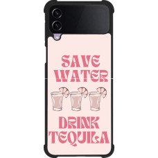 Coque Samsung Galaxy Z Flip4 - Silicone rigide noir Cocktail Save Water Drink Tequila