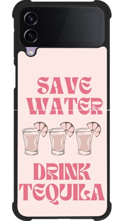 Coque Samsung Galaxy Z Flip4 - Silicone rigide noir Cocktail Save Water Drink Tequila
