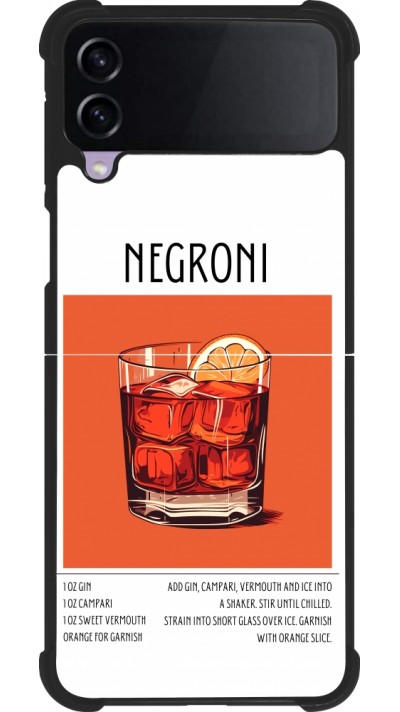 Coque Samsung Galaxy Z Flip4 - Silicone rigide noir Cocktail recette Negroni
