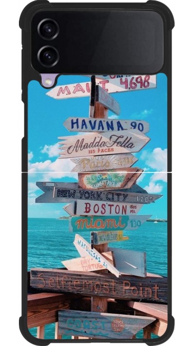 Coque Samsung Galaxy Z Flip4 - Silicone rigide noir Cool Cities Directions