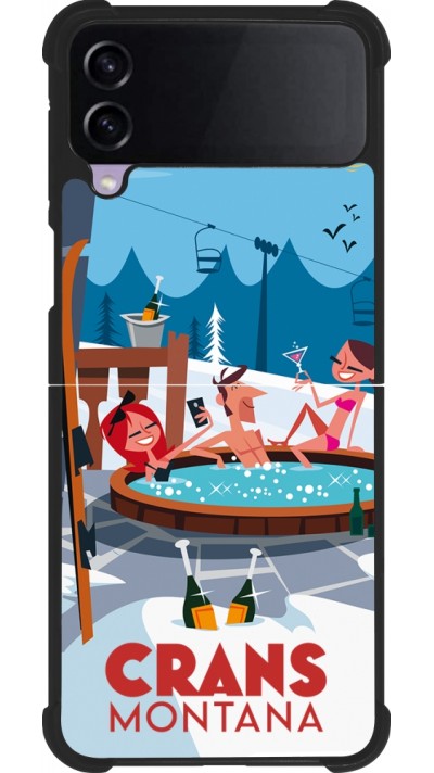 Coque Samsung Galaxy Z Flip4 - Silicone rigide noir Crans-Montana Mountain Jacuzzi