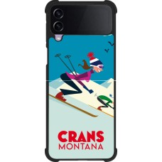 Coque Samsung Galaxy Z Flip4 - Silicone rigide noir Crans-Montana Ski Downhill