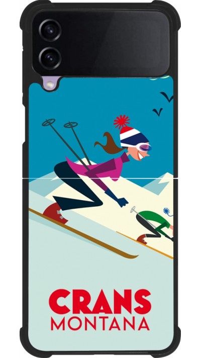 Coque Samsung Galaxy Z Flip4 - Silicone rigide noir Crans-Montana Ski Downhill