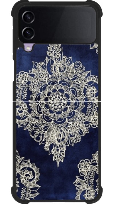 Coque Samsung Galaxy Z Flip4 - Silicone rigide noir Cream Flower Moroccan