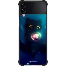 Coque Samsung Galaxy Z Flip4 - Silicone rigide noir Cute Cat Bubble