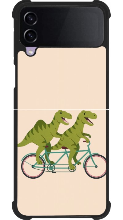 Coque Samsung Galaxy Z Flip4 - Silicone rigide noir Dinosaurs on bikes 2026