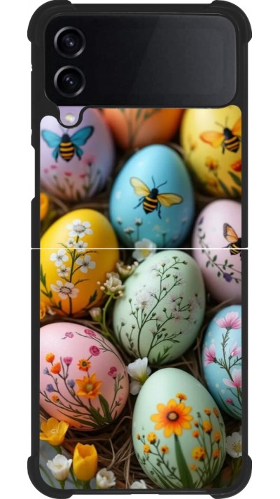 Coque Samsung Galaxy Z Flip4 - Silicone rigide noir Easter 2026 Eggs with bees