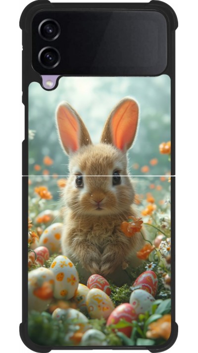 Coque Samsung Galaxy Z Flip4 - Silicone rigide noir Easter 2026 Rabbit in the garden