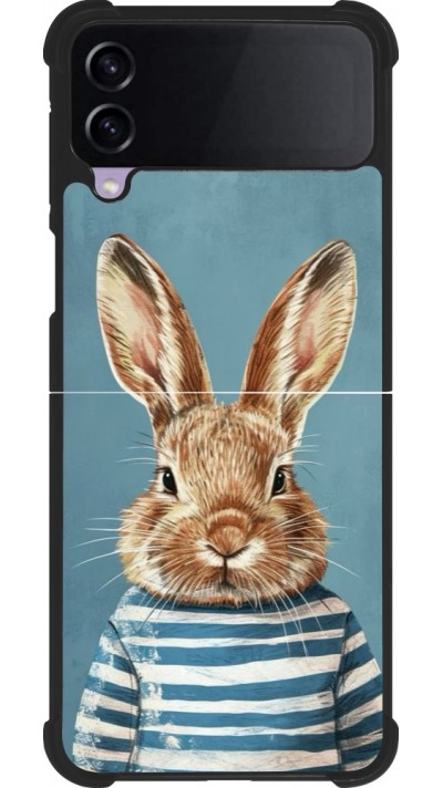 Coque Samsung Galaxy Z Flip4 - Silicone rigide noir Easter 2026 Rabbit navy