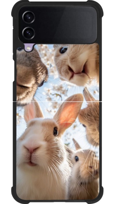 Coque Samsung Galaxy Z Flip4 - Silicone rigide noir Easter 2026 Rabbits