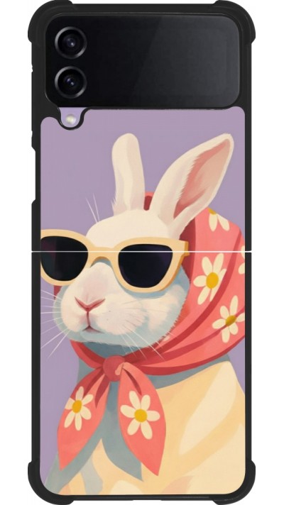 Coque Samsung Galaxy Z Flip4 - Silicone rigide noir Easter 2026 Rabbit with scarf