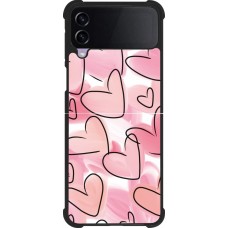 Coque Samsung Galaxy Z Flip4 - Silicone rigide noir Easter 2023 pink hearts