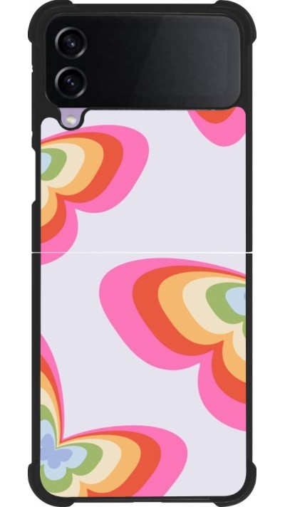 Coque Samsung Galaxy Z Flip4 - Silicone rigide noir Easter 2024 rainbow butterflies