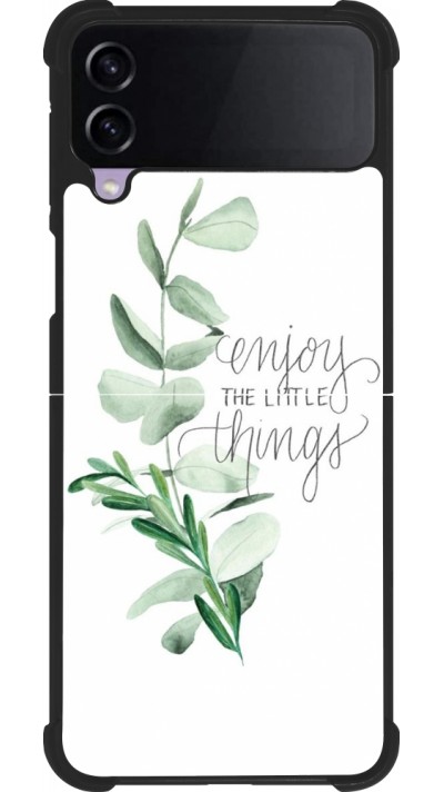 Coque Samsung Galaxy Z Flip4 - Silicone rigide noir Enjoy the little things