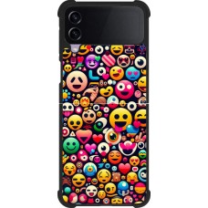 Coque Samsung Galaxy Z Flip4 - Silicone rigide noir Emoji Mix Color