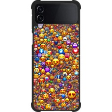 Coque Samsung Galaxy Z Flip4 - Silicone rigide noir Emoji mixed