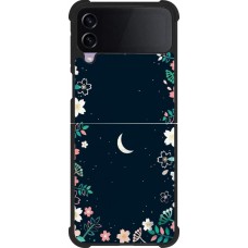 Coque Samsung Galaxy Z Flip4 - Silicone rigide noir Flowers space