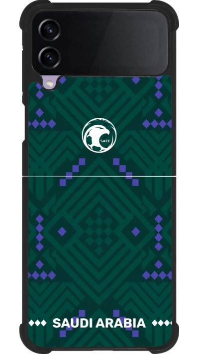 Coque Samsung Galaxy Z Flip4 - Silicone rigide noir Maillot de football Arabie saoudite 2026 personnalisable