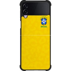 Coque Samsung Galaxy Z Flip4 - Silicone rigide noir Maillot de football Brésil 2022 personnalisable