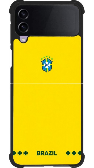 Coque Samsung Galaxy Z Flip4 - Silicone rigide noir Maillot de football Bresil 2026 personnalisable