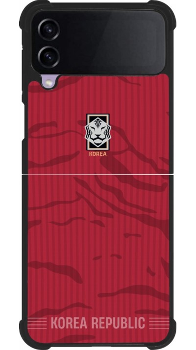Coque Samsung Galaxy Z Flip4 - Silicone rigide noir Maillot de football Corée du Sud 2026 personnalisable
