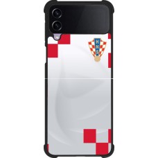 Coque Samsung Galaxy Z Flip4 - Silicone rigide noir Maillot de football Croatie 2022 personnalisable