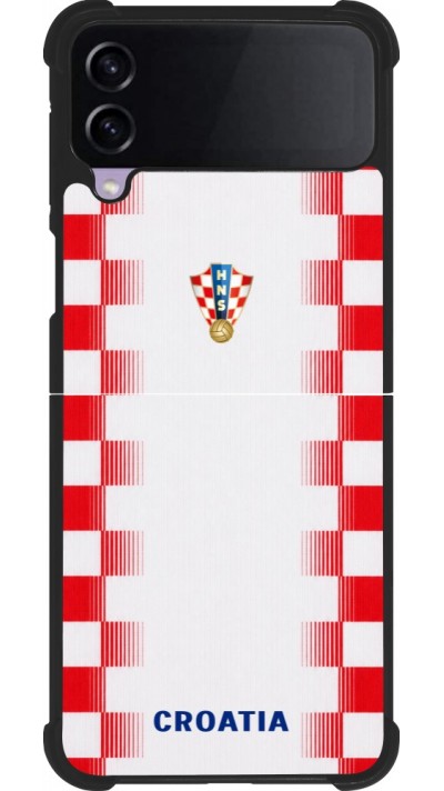 Coque Samsung Galaxy Z Flip4 - Silicone rigide noir Maillot de football Croatie 2026 personnalisable