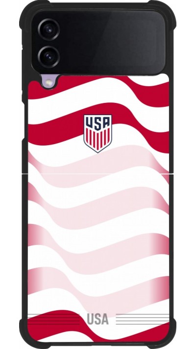 Coque Samsung Galaxy Z Flip4 - Silicone rigide noir Maillot de football États-Unis 2026 personnalisable