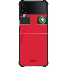 Coque Samsung Galaxy Z Flip4 - Silicone rigide noir Maillot de football Maroc 2022 personnalisable