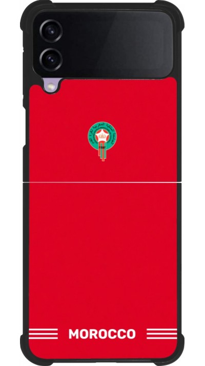 Coque Samsung Galaxy Z Flip4 - Silicone rigide noir Maillot de football Maroc 2026 personnalisable