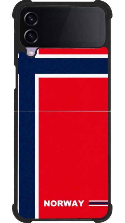 Coque Samsung Galaxy Z Flip4 - Silicone rigide noir Maillot de football Norvège 2026 personnalisable