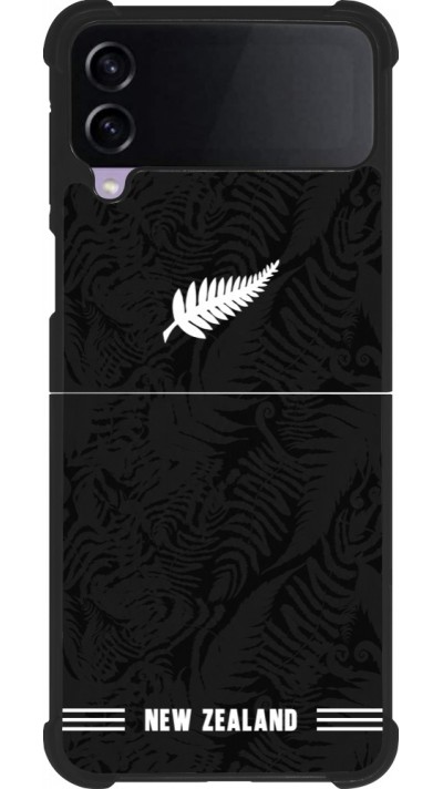 Coque Samsung Galaxy Z Flip4 - Silicone rigide noir Maillot de football Nouvelle-Zélande 2026 personnalisable