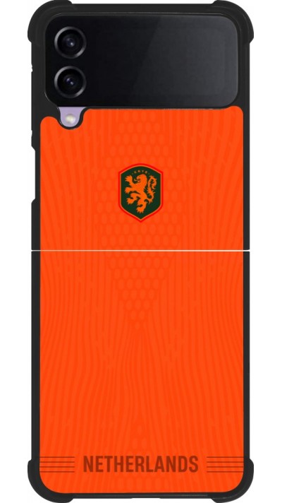 Coque Samsung Galaxy Z Flip4 - Silicone rigide noir Maillot de football Pays-Bas 2026 personnalisable