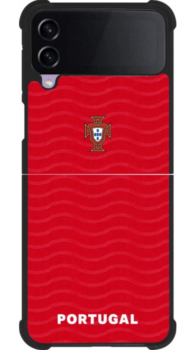 Coque Samsung Galaxy Z Flip4 - Silicone rigide noir Maillot de football Portugal 2026 personnalisable