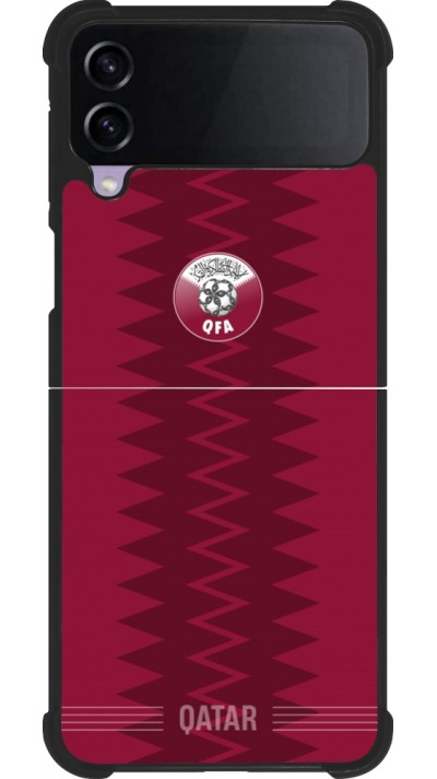 Coque Samsung Galaxy Z Flip4 - Silicone rigide noir Maillot de football Qatar 2026 personnalisable