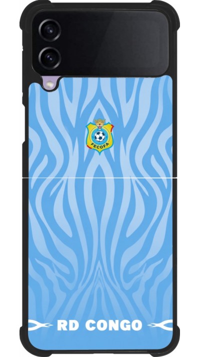 Coque Samsung Galaxy Z Flip4 - Silicone rigide noir Maillot de football RD Congo 2026 personnalisable