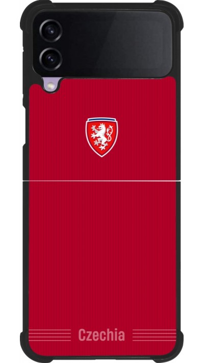 Coque Samsung Galaxy Z Flip4 - Silicone rigide noir Maillot de football Répuplique Tchèque 2026 personnalisable