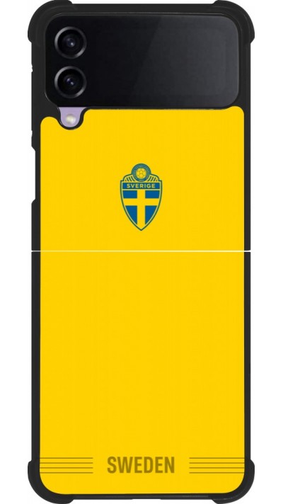 Coque Samsung Galaxy Z Flip4 - Silicone rigide noir Maillot de football Suède 2026 personnalisable