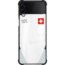 Coque Samsung Galaxy Z Flip4 - Silicone rigide noir Maillot de football Suisse Extérieur personnalisable