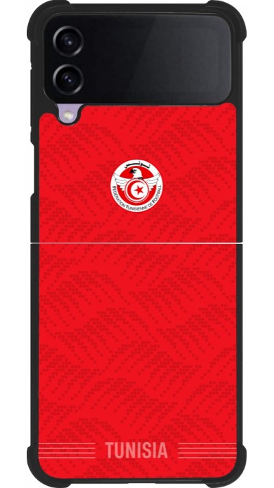 Coque Samsung Galaxy Z Flip4 - Silicone rigide noir Maillot de football Tunisie 2026 personnalisable