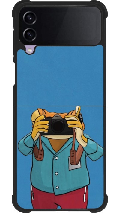 Coque Samsung Galaxy Z Flip4 - Silicone rigide noir Frog with camera DTMF