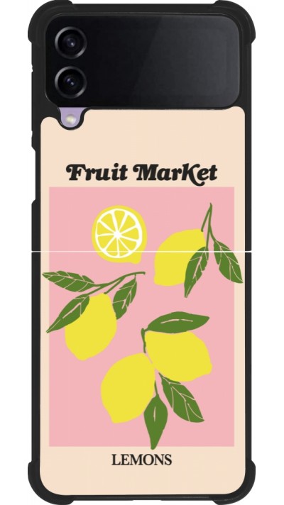 Coque Samsung Galaxy Z Flip4 - Silicone rigide noir Fruit market lemons 2026
