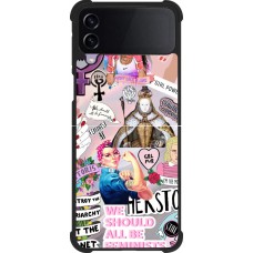 Coque Samsung Galaxy Z Flip4 - Silicone rigide noir Girl Power Collage