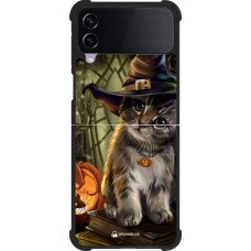 Coque Samsung Galaxy Z Flip4 - Silicone rigide noir Halloween 21 Witch cat