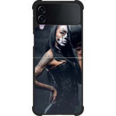 Coque Samsung Galaxy Z Flip4 - Silicone rigide noir Halloween 22 Tattooed Girl