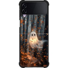 Coque Samsung Galaxy Z Flip4 - Silicone rigide noir Halloween 2025 Ghost in the forest