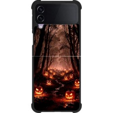 Coque Samsung Galaxy Z Flip4 - Silicone rigide noir Halloween 2025 Road of Terrifying Pumpkins